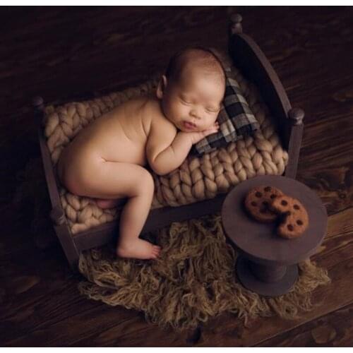 HX5D Newborn Posing Mini Bed Baby Photo Shooting Props Wooden Crib Infant Photography Accessories