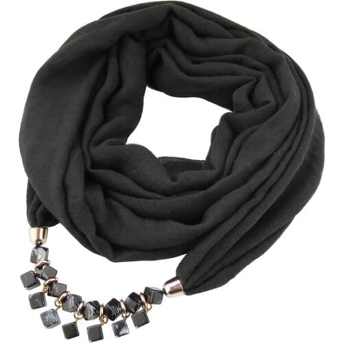 Jzhifiyer scarf lady bead plain scarf jewelry necklace feminino mujer fashion ring shawl echarpe solid candy color hijab bandana