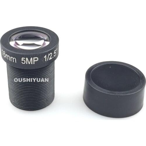 CCTV 1/2.5" F1:2.0 Fixed Iris IR 16mm HD 5.0Megpixel Optional MTV M12 Mount Lens For DIY CCTV HD Security Camera