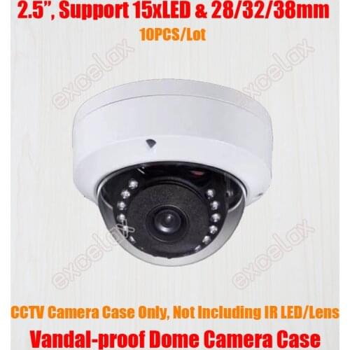 10PCS/Lot Mini Vandal-proof Varifocal 15x LED IR Dome Camera Case IP CCTV Ceiling Mount Metal Vandal Resistant Casing Housing