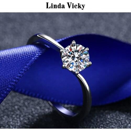 LINDA VICKY Classic Six Claw Moissanite Rings Fashion Women Luxury Jewelry 2021 Romantic Valentines Day Gift Engagement Ring