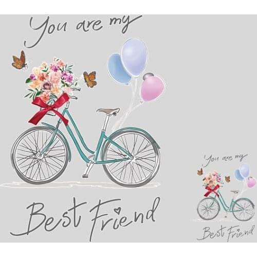 Fashionable bicycle flower heat transfer iron sexy sticker DIY T-shirt pattern personality patch on girl clothes