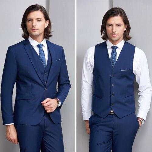 Mens Classic 3-Piece Suit for man Notched Lapel One Button Slim Fit Formal Jacket Vest Pants Set Wedding Business Big Size