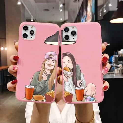 Girls Bff Best Friends Forever Pink Soft silicone Phone Case For iPhone 6 7 8 Plus X XR MAX 11 12 Pro Mini Max Back Cover Coque