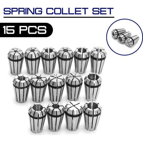 Spring Collet Set 15PCS for CNC Engraving Machine & Milling Lathe Tool Tool Holder Machining Tools