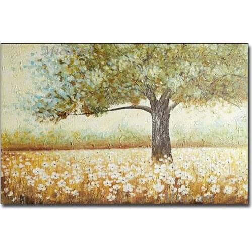 Outdoor Landscape Textured Tree Oil Painting Canvas Handmade Wall Picture Decoration Art Unframed Acrylic Abstract Paintings