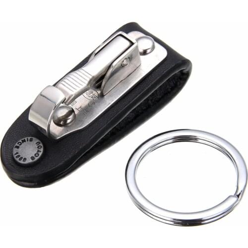 Stainless Steel Detachable Keychain Leather Detachable Keychain Belt Clip Key Ring Holder 7cm*2cm Supplies