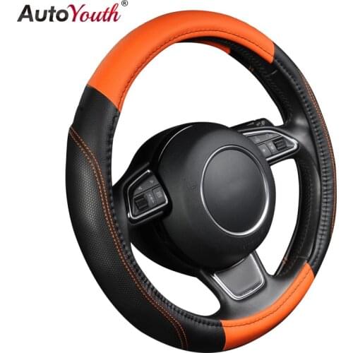 New Car Steering Wheel Cover Comfort Durability Safety Case Soft and Snug Grip Universal Breathable Anti-Slip Spo 15 inch Orange