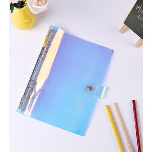 Dazzle Color Notebook PVC Accessory Sheet Shell Office School Transparent Concise 6 Holes Binder Planner Cover Journal