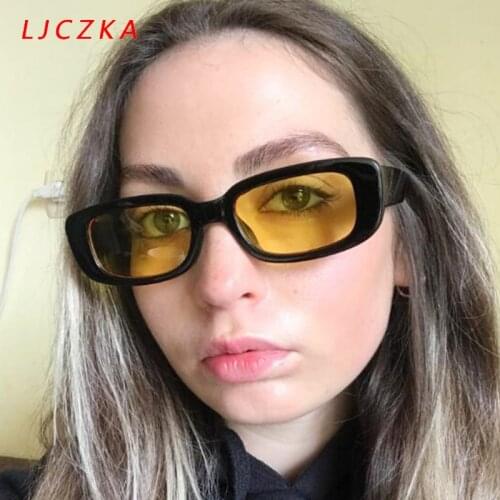 Classic Rectangle Sunglasses For Women Fashion Yellow Lens Eyeglasses Vintage Driving Eyeware Female Shades gafas de sol mujer