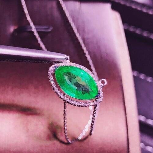 H815 Emerald Necklace Fine Jewelry Pure 18K Gold Jewelry AU750 Natural Green Emerald 2.32ct Gemstones Pendants Fine Necklace