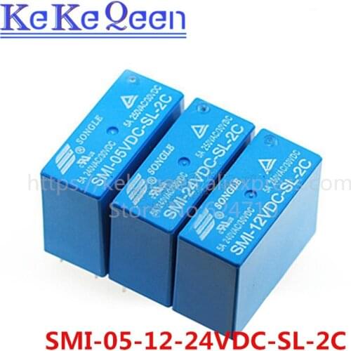 Power relays SMI-05VDC-SL-2C SMI-12VDC-SL-2C SMI-24VDC-SL-2C 5V 12V 24V 5A 250VAC/30VDC 8PINS A group of normally open New