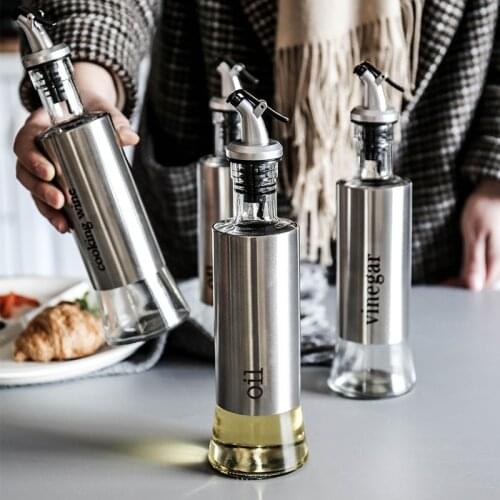 Glass Sealed Olive Oil Dispenser Oil Bottle Seasoning Pots Soy Sauce Cruet Vinegar Storage Bottles Kitchen Restaurant Supplier