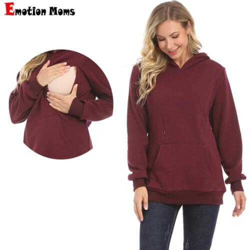 New Winter Maternity Hoodie Breastfeeding Clothes Warm Fleece Pregnant Sweater Zipper Feeding Opening Big Size S TO XXXL