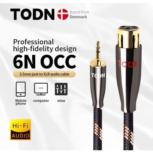 TODN HiFi cable audio XLR cable 6N OCC Audio calble 3.5mm aux plug convert XLR plug