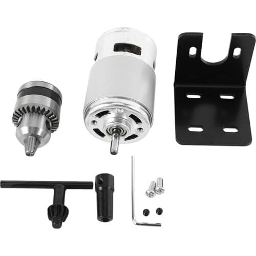 Dc 12-24V Lathe Press 775 Motor with Miniature Hand Drill Chuck and Mounting Bracket 775 Dc Motor 10000Rpm for Diy Assembly
