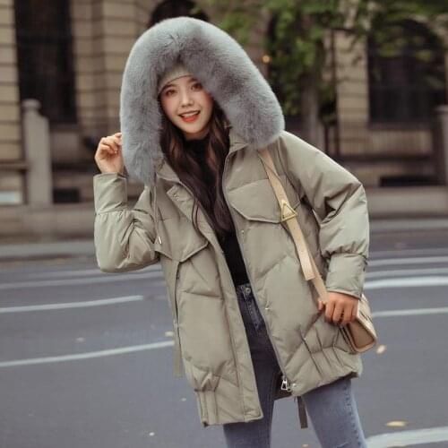 SEDUTMO Winter Real Fox Fur Hooded Duck Down Coat Women Oversize Parkas Autumn Fashion Slim Long Thick Warm Jackets ED1394