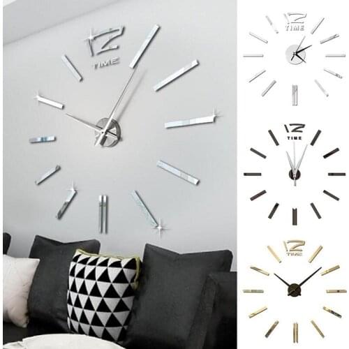 Zollor 3D Acrylic Modern Design DIY Large Wall-Clock Sticker Mute Digital Wall Big Clock Living Room Home Office Decorate