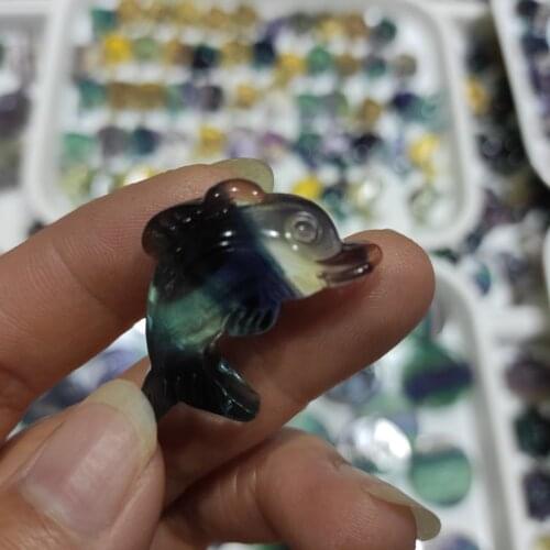 1pcs 2-3cm Natural fluorite crystal dolphin rainbow fluorite quartz dolphin Love Gift Healing