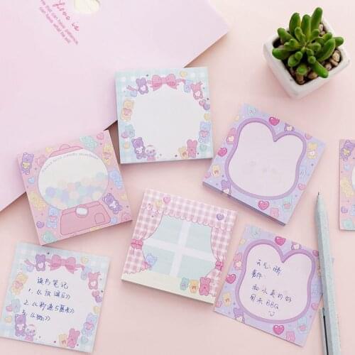 1Pc 7.2*7.2cm Cute Memo Pad Kawaii Paper Sticky Notes For School & Office Supply Stationery Sticker To Do List Wholesale