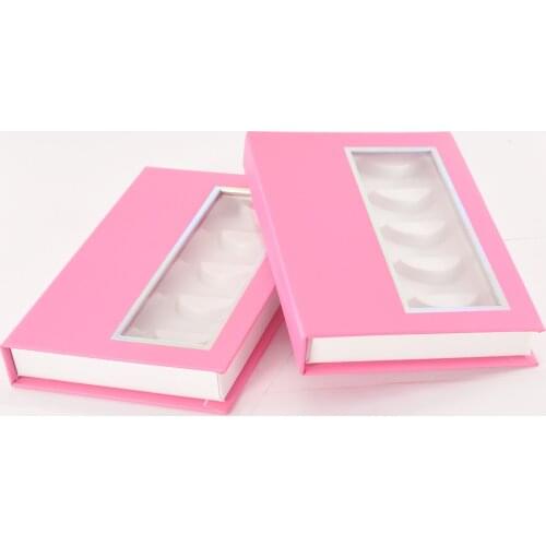 10/pack Wholesale 5pair Lash Book Eyelash Packaging Box Custom Faux Cils 25mm Mink Lashes Strip pink Storage Package Case Vendor
