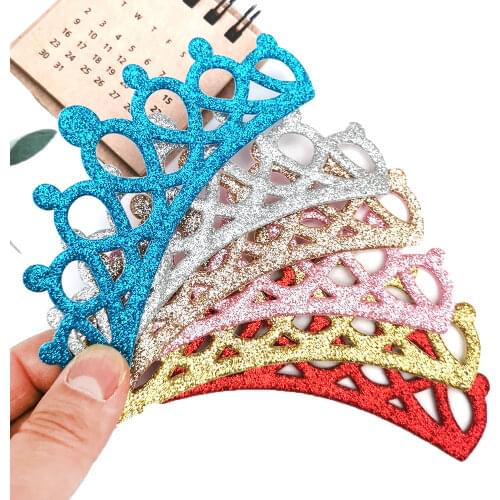 10Pcs Glitter Crown Kids Girl DIY Princess Crown Headband Tiara Hairbands DIY Cake topper Scrapbook Birthday Decoration Supplies