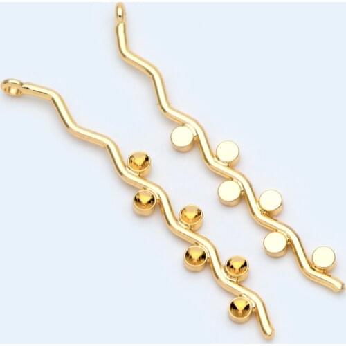 10pcs CZ Paved Gold Bar Charms 50mm, 18K Gold plated Brass Wire Pendants, For Jewelry DIY Findings Accessories (GB-995)