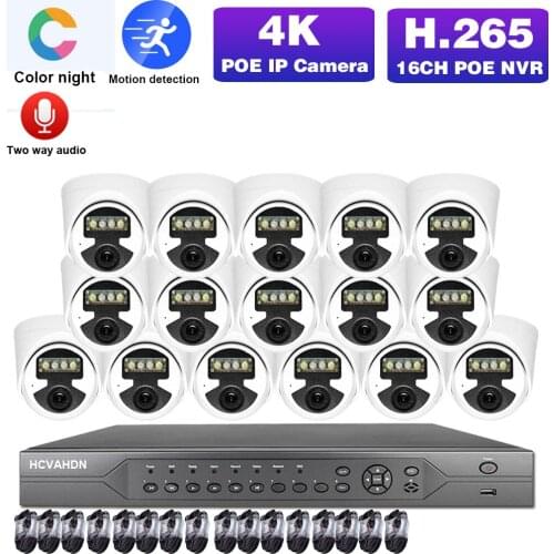 H.265 16 Channel Security Camera System 4K POE NVR Kit 16CH Indoor Home Dome IP Camera Set HD CCTV Video Surveillance System Set