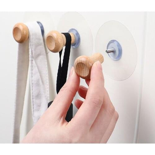 3 Pcs/Set Wooden Storage Hooks Home Wall-Mounted Hooks Load-Bearing Door Behind The Clothes Wall Storage Rack