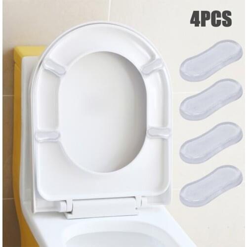 4 Pieces Toilet Seat Bumpers Toilet Seat Cover Lifter Kit with Strong Adhesive Avoid Touching Hygienic Clean Supplies