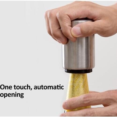 Automatic Stainless Steel Beer Bottle Opener Magnet Juice Drinking Cap Openers Kitchen Gadget Cooking Bar Tool Bottle Opener