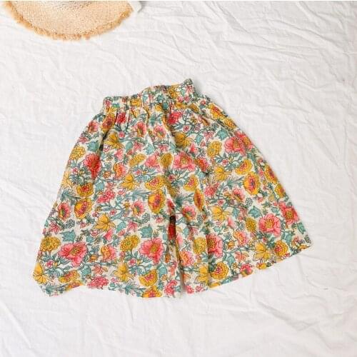 Girls Wide Leg Pants 2021 Children Clothing Summer Korean Fashion Loose Fitting Girls Print Casual Ninth pants