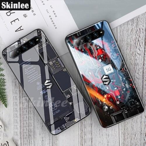 Skinlee Cover For BlackShark 4 Pro Case Explorer Painted Tempered Glass Funda For BlackShark4 Case