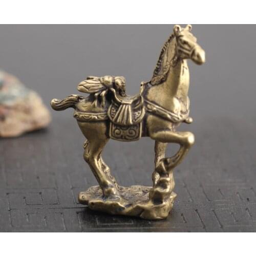 Pure Brass Chinese Zodiac Horse Cicada Lucky Feng Shui Antique Ornament Small Animal Statue Miniatures Figurines Home Decoration