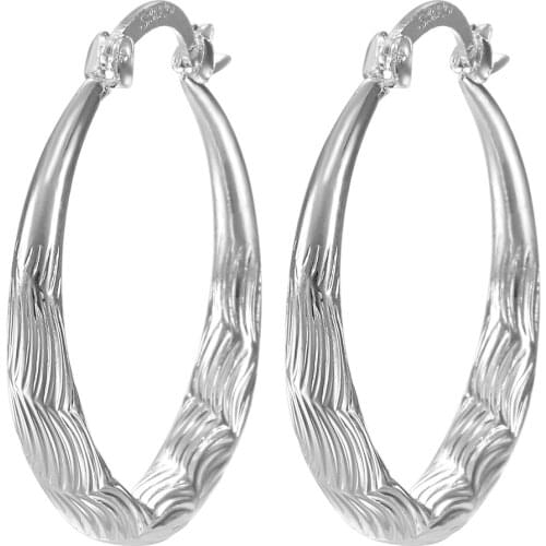 Cheap oval shape silver plated hoop earring for women hot sale cute party fashion jewelry wholesale large size lovely earring