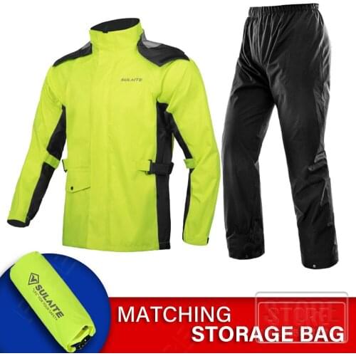 Green Split Motorcycle Raincoat Motorbike Rain Suit Moto Raincoat Rain Coat Jacket Pants High Quality Waterproof Biker Rain Set