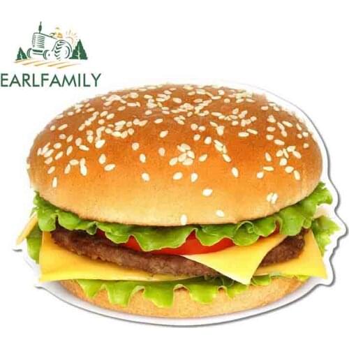 EARLFAMILY 13cm x 8cm 3D Car Sticker Cheeseburger Burger Vinyl Sticker Laptop Travel Luggage Decal Waterproof Car Accessories