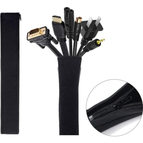 Cable Management Sleeve Cords Organizer Wire Hider Protector Flexible Cable Sleeve Wrap Cover for Office/ Computer / Home