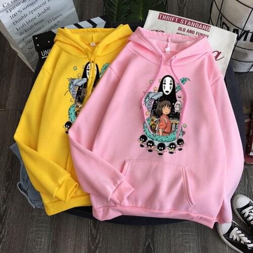 Harajuku Fashion Totoro Spirit Away Hoodie Women Funny Japanese Cartoon Pink Sweatshirt Kawaii Hoody Streetwear Female Clothes