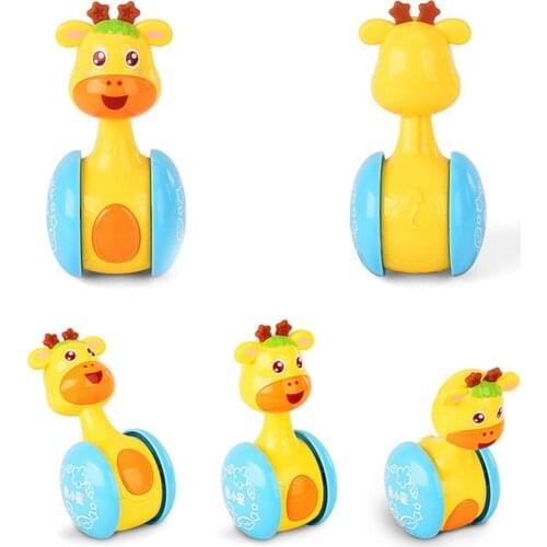 Cartoon Giraffe Tumbler Doll Roly-poly Baby Toys Cute Rattles Ring Bell Newborns 3-12 Month Early Educational Toy