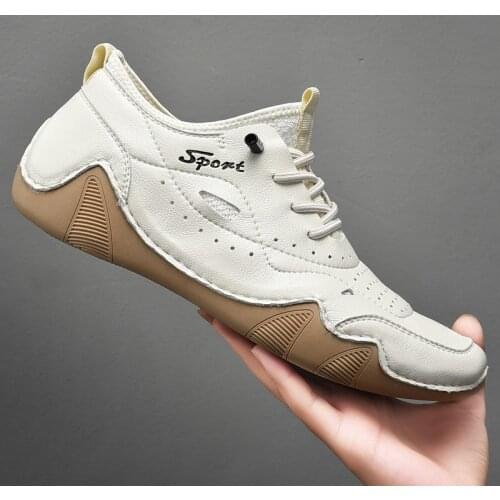 Mens Flat Casual Shoes Handmade Soft Genuine Leather Mens Shoes Comfortable Loafers Breathable Outdoor Men Sneakers 2021 New