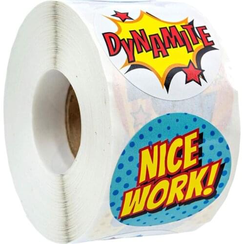 100-500pcs Super Hero Reward Sticker 8 Designs Cartoon Words Sticker Good For Teachers And Kids Boys Girl Toy Sticker Decoration