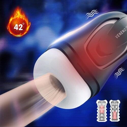 Real Sucking Masturbattion Cup male Blowjob Masturbators with Strong Suction Double motor vibrating heating Sex toys for men