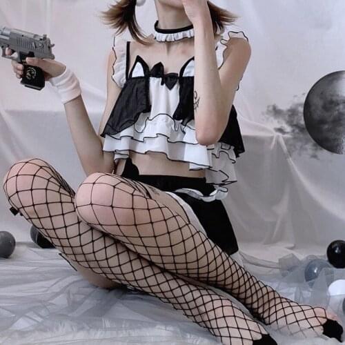 Women Girls Cosplay Striped Bow Knee Lace Socks Japanese Printed Socks Fashion Long Knee Thigh High Socks