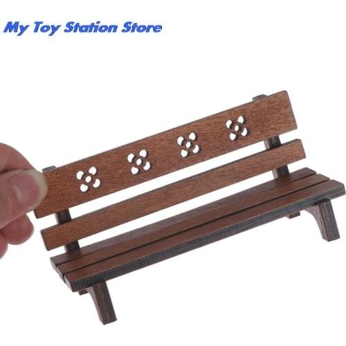 New 1:12 Dollhouse Miniature Wooden Bench Chair Park Chair Armchair Doll House Decor