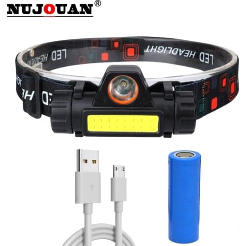 New Style Headlamp Portable Mini COB LED Headlight With Built-in Battery Flashlight USB Rechargeable Head Lamp Torch 18650
