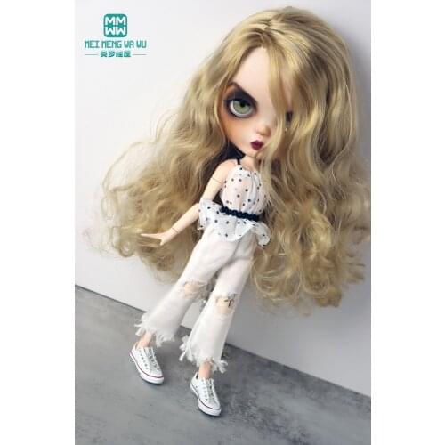 Blyth Doll Clothes Fashion plaid shirts, ripped pants, short skirts for Blyth , Azone, OB23 OB24 doll accessories