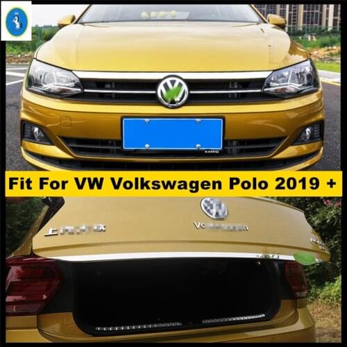 Front Engine Grid Grill Hood & Tail Gate Rear Trunk Door Molding Stripes Panel Cover Trim Fit For VW Volkswagen Polo 2019 - 2021