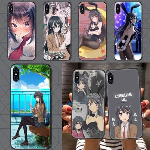 Anime Girl Mai Sakurajima Phone Case Cover Hull For iphone 5 5s se 2 6 6s 7 8 12 mini plus X XS XR 11 PRO MAX black luxury