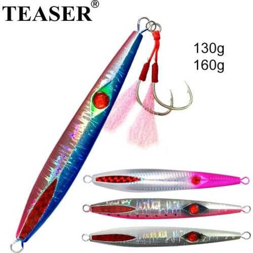 TEASER 130g 160g Fast Sinking Fishing Lure Jig Laser Coating Deepsea Ocean Isca Artificial Metal Lead Long Cast Jig Fish Lure